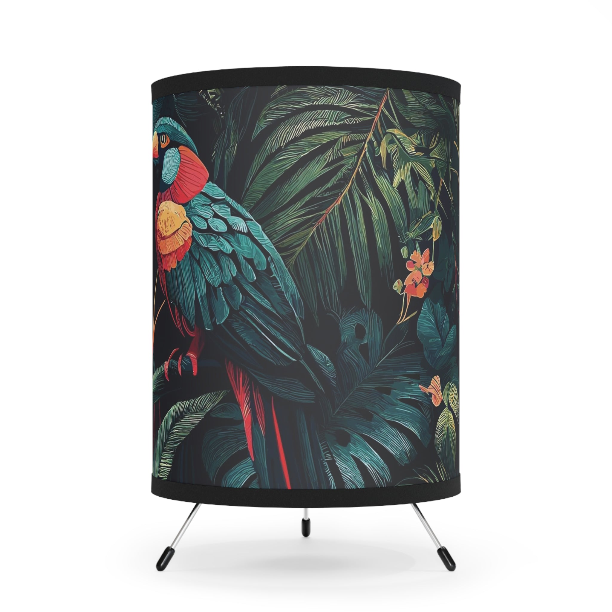 Jungle Parrot Tripod Lamp with High-Res Printed Shade, US\CA plug