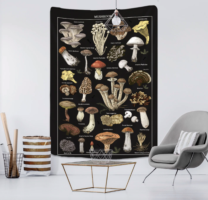 Mushroom Species Wall Tapestry